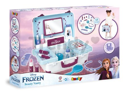 Kozmetický kufrík Frozen My Beauty Vanity Smoby pre kaderníčku nechtové štúdio a make up kozmetičku s 13 doplnkami