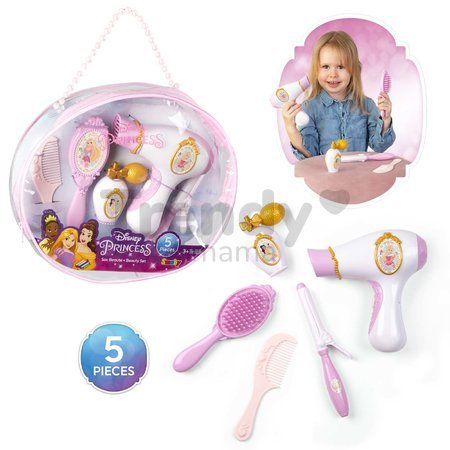 Kozmetická taštička Disney Princess Beauty Bag Smoby so sušičom na vlasy a 5 doplnkov