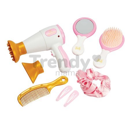 Kaderníčka s elektronickým sušičom na vlasy Princezné Disney Hair Set Smoby s 2 nadstavcami a zrkadlo a doplnkami