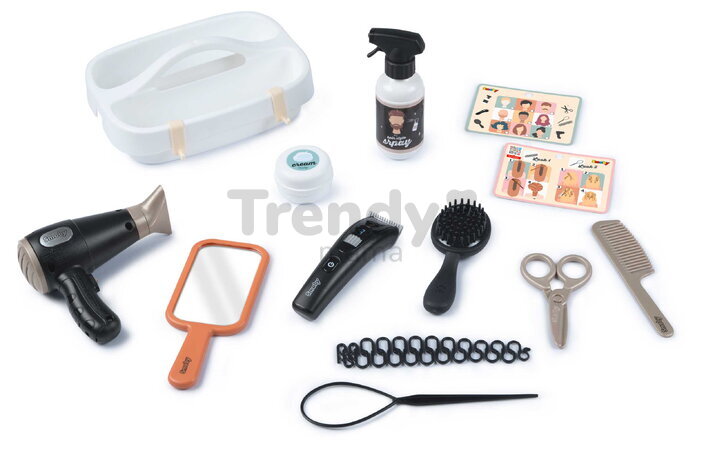 Kadernícky vozík s elektronickým sušičom na vlasy My Hair Style Trolley Smoby so zvukom a svetlom 13 doplnkov