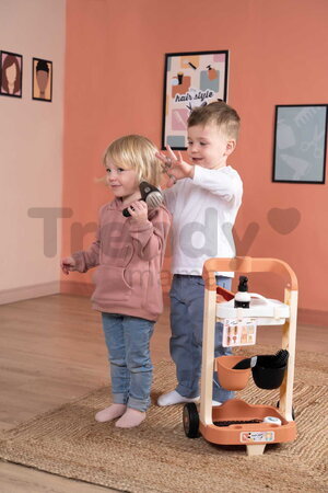Kadernícky vozík s elektronickým sušičom na vlasy My Hair Style Trolley Smoby so zvukom a svetlom 13 doplnkov