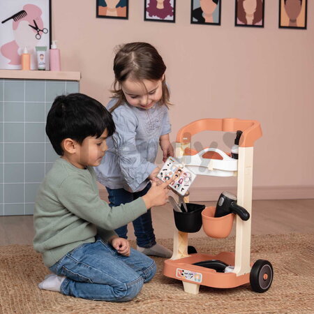 Kadernícky vozík s elektronickým sušičom na vlasy My Hair Style Trolley Smoby so zvukom a svetlom 13 doplnkov