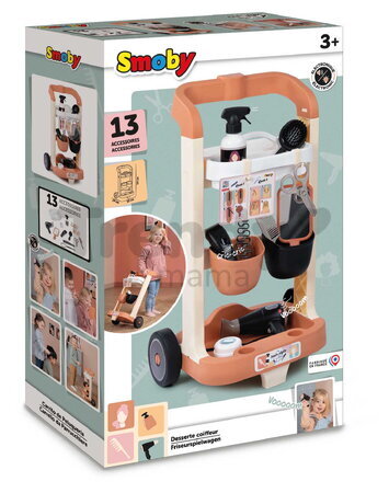 Kadernícky vozík s elektronickým sušičom na vlasy My Hair Style Trolley Smoby so zvukom a svetlom 13 doplnkov