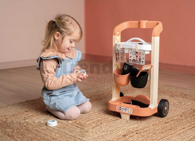 Kadernícky vozík s elektronickým sušičom na vlasy My Hair Style Trolley Smoby so zvukom a svetlom 13 doplnkov