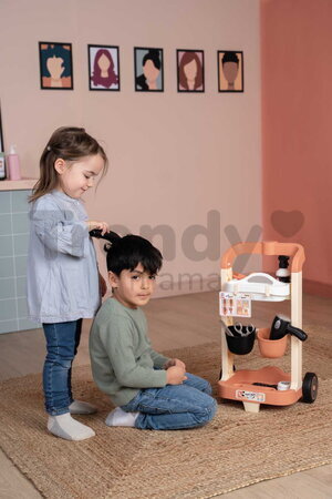 Kadernícky vozík s elektronickým sušičom na vlasy My Hair Style Trolley Smoby so zvukom a svetlom 13 doplnkov