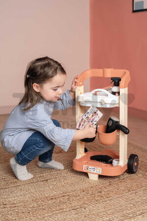 Kadernícky vozík s elektronickým sušičom na vlasy My Hair Style Trolley Smoby so zvukom a svetlom 13 doplnkov