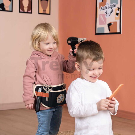 Kadernícky opasok s elektronickým sušičom na vlasy My Hair Style Belt Smoby so zvukom a svetlom a zrkadlom 8 doplnkov