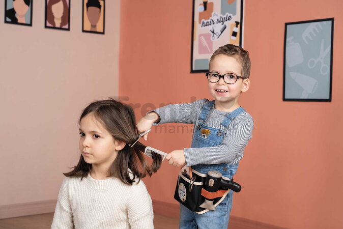 Kadernícky opasok s elektronickým sušičom na vlasy My Hair Style Belt Smoby so zvukom a svetlom a zrkadlom 8 doplnkov
