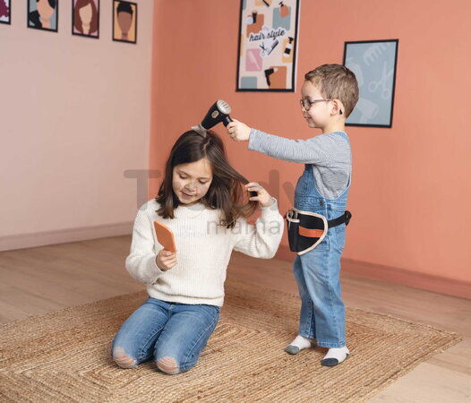 Kadernícky opasok s elektronickým sušičom na vlasy My Hair Style Belt Smoby so zvukom a svetlom a zrkadlom 8 doplnkov