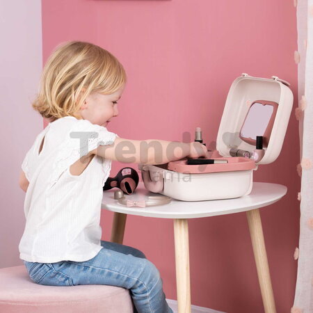 Kozmetický kufrík so zrkadlom My Beauty Vanity Smoby kaderníctvo s fénom a kozmetika s nechtovým štúdiom 10 doplnkov