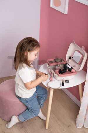 Kozmetický kufrík so zrkadlom My Beauty Vanity Smoby kaderníctvo s fénom a kozmetika s nechtovým štúdiom 10 doplnkov