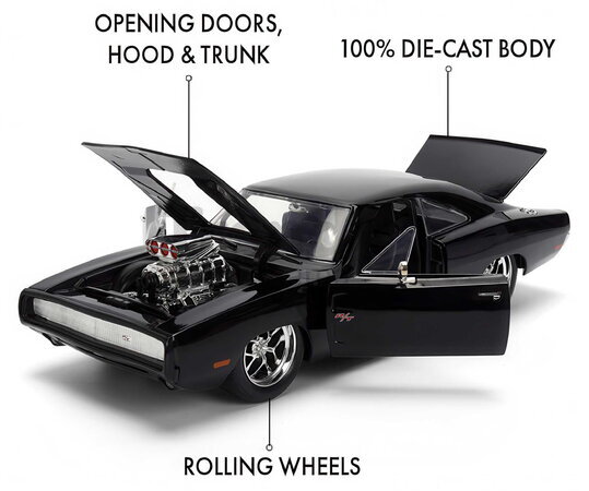 Autíčko Dodge Charger Fast & Furious Jada kovové s otvárateľnými dverami dĺžka 13,5 cm 1:32
