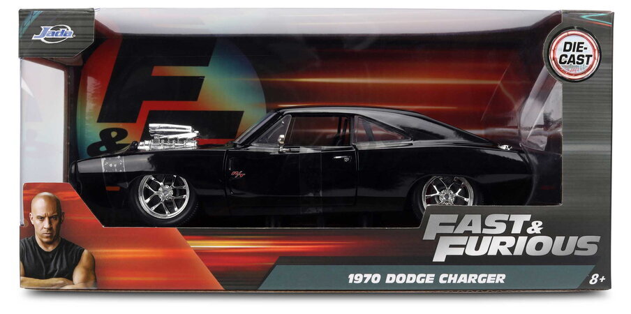 Autíčko Dodge Charger Fast & Furious Jada kovové s otvárateľnými dverami dĺžka 13,5 cm 1:32