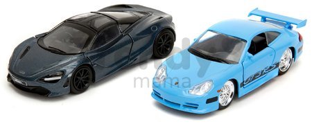 Autíčka Brian Porsche 911 GT3 RS a Shaw´s McLaren 720S Fast & Furious Twin Pack Jada kovové s otvárateľnými dverami dĺžka 13 cm 1:32