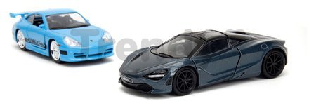 Autíčka Brian Porsche 911 GT3 RS a Shaw´s McLaren 720S Fast & Furious Twin Pack Jada kovové s otvárateľnými dverami dĺžka 13 cm 1:32