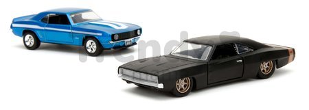 Autíčka Chevrolet Camaro 1969 a Dodge Charger Wide Body 1968 Fast & Furious Twin Pack Jada kovové s otvárateľnými dverami dĺžka 13 cm 1:32