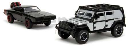 Autíčka Tejs Jeep Wrangler a Dodge Charger 1970 Fast & Furious Twin Pack Jada kovové s otvárateľnými dverami dĺžka 13 cm 1:32