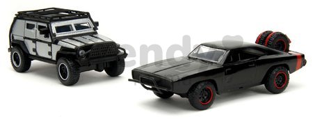 Autíčka Tejs Jeep Wrangler a Dodge Charger 1970 Fast & Furious Twin Pack Jada kovové s otvárateľnými dverami dĺžka 13 cm 1:32