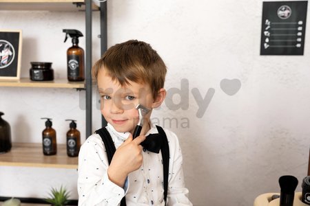 Holičstvo trojkrídlové Barber Cut&Barber Shop Smoby starostlivosť o vlasy a fúzy, umyváreň so šampónom a predajný pult s 19 doplnkami