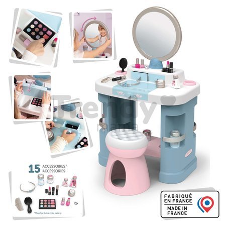 Kozmetický stolík so stoličkou My Beauty Dressing Table Smoby so zrkadlom a 15 skrášľovacích doplnkov