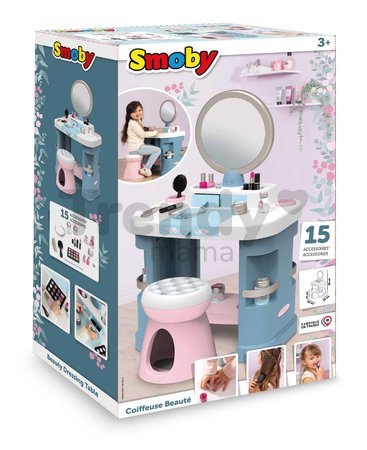 Kozmetický stolík so stoličkou My Beauty Dressing Table Smoby so zrkadlom a 15 skrášľovacích doplnkov