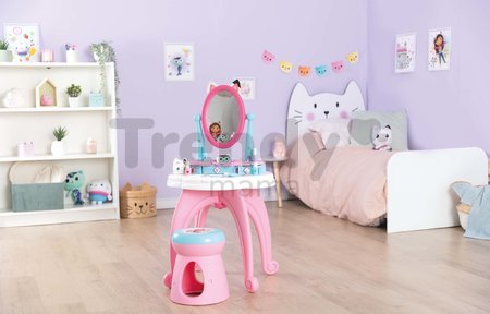 Kozmetický stolík s otáčateľným zrkadlom a stoličkou Gabby Dressing Table 2v1 Smoby s úložným priestorom pre 12 doplnkov