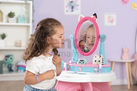 Kozmetický stolík s otáčateľným zrkadlom a stoličkou Gabby Dressing Table 2v1 Smoby s úložným priestorom pre 12 doplnkov