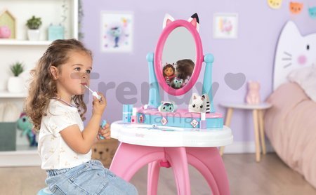 Kozmetický stolík s otáčateľným zrkadlom a stoličkou Gabby Dressing Table 2v1 Smoby s úložným priestorom pre 12 doplnkov