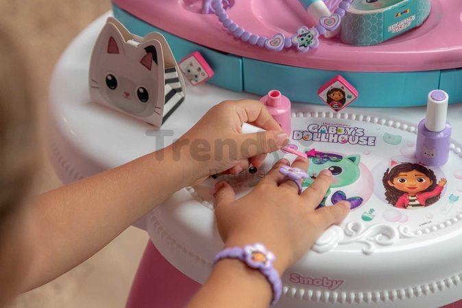 Kozmetický stolík s otáčateľným zrkadlom a stoličkou Gabby Dressing Table 2v1 Smoby s úložným priestorom pre 12 doplnkov