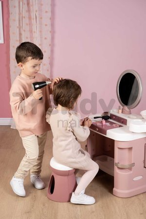 Kozmetický stolík s elektronickým fénom My Beauty Center 3v1 Smoby kaderníctvo a kozmetika s nechtovým štúdiom 26 doplnkov