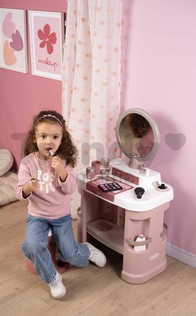 Kozmetický stolík s nastaviteľným zrkadlom My Beauty Dressing Table Smoby so stoličkou a 15 skrášľujúcimi doplnkami