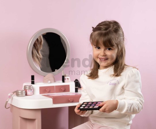 Kozmetický stolík s nastaviteľným zrkadlom My Beauty Dressing Table Smoby so stoličkou a 15 skrášľujúcimi doplnkami