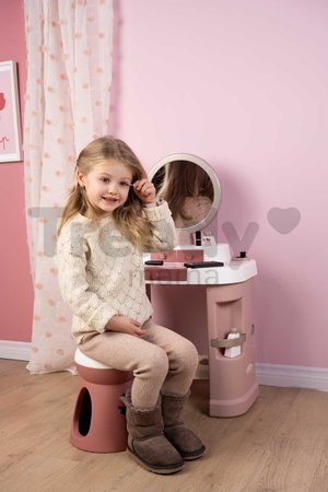Kozmetický stolík s nastaviteľným zrkadlom My Beauty Dressing Table Smoby so stoličkou a 15 skrášľujúcimi doplnkami