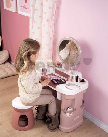 Kozmetický stolík s nastaviteľným zrkadlom My Beauty Dressing Table Smoby so stoličkou a 15 skrášľujúcimi doplnkami