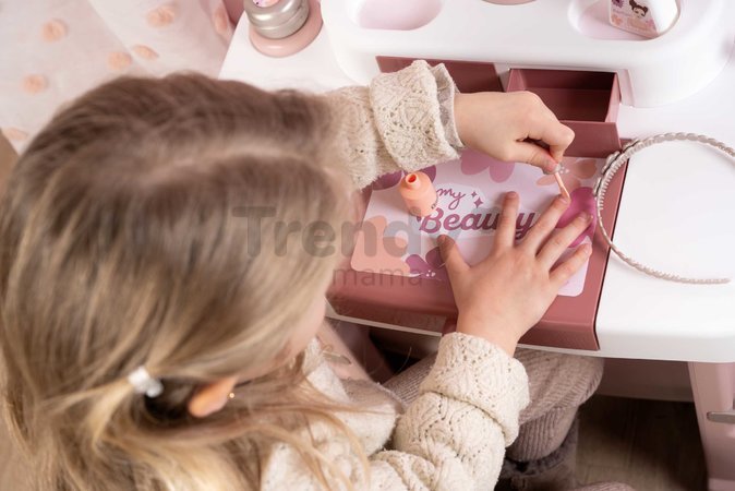 Kozmetický stolík s nastaviteľným zrkadlom My Beauty Dressing Table Smoby so stoličkou a 15 skrášľujúcimi doplnkami