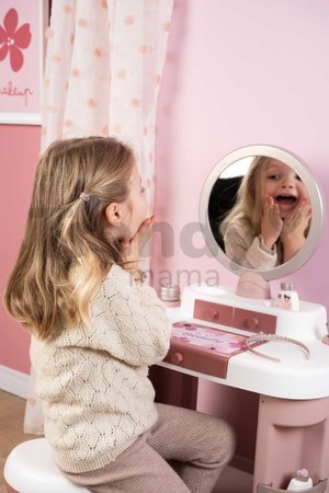 Kozmetický stolík s nastaviteľným zrkadlom My Beauty Dressing Table Smoby so stoličkou a 15 skrášľujúcimi doplnkami