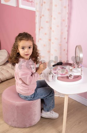 Kozmetický stolík s polohovateľným zrkadlom My Beauty Studio Smoby s otočnými poličkami a stromčeky na zavesenie šperkov s 15 doplnkami