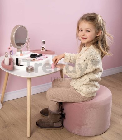 Kozmetický stolík s polohovateľným zrkadlom My Beauty Studio Smoby s otočnými poličkami a stromčeky na zavesenie šperkov s 15 doplnkami