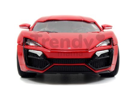 Autíčko Lykan Hypersport Fast & Furious Jada kovové s otvárateľnými časťami a gumenými kolieskami 19 cm dĺžka 1:24