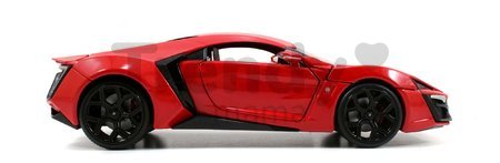 Autíčko Lykan Hypersport Fast & Furious Jada kovové s otvárateľnými časťami a gumenými kolieskami 19 cm dĺžka 1:24