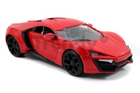 Autíčko Lykan Hypersport Fast & Furious Jada kovové s otvárateľnými časťami a gumenými kolieskami 19 cm dĺžka 1:24