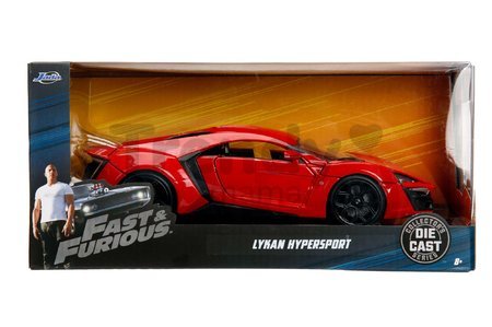 Autíčko Lykan Hypersport Fast & Furious Jada kovové s otvárateľnými časťami a gumenými kolieskami 19 cm dĺžka 1:24