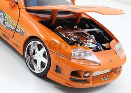 Autíčko Toyota Supra 1995 Fast & Furious Jada kovové s otvárateľnými dverami dĺžka 21 cm 1:24