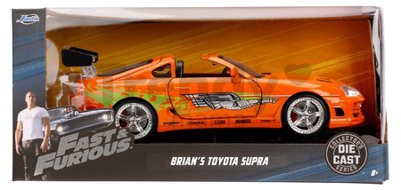 Autíčko Toyota Supra 1995 Fast & Furious Jada kovové s otvárateľnými dverami dĺžka 21 cm 1:24