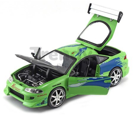 Autíčko Mitsubishi Eclipse 1995 Fast & Furious Jada kovové s otvárateľnými dverami dĺžka 20 cm 1:24