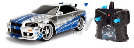 Autíčko na diaľkové ovládanie RC Nissan Skyline GTR Fast & Furious Jada modrostrieborné dĺžka 19 cm 1:24