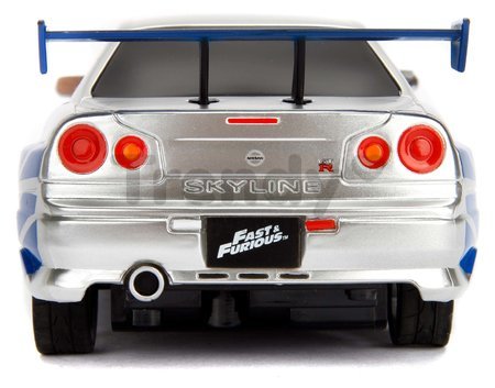 Autíčko na diaľkové ovládanie RC Nissan Skyline GTR Fast & Furious Jada modrostrieborné dĺžka 19 cm 1:24