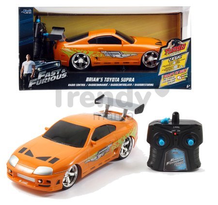 Autíčko na diaľkové ovládanie RC Brian's Toyota Supra Fast & Furious Jada oranžové dĺžka 18,5 cm 1:24