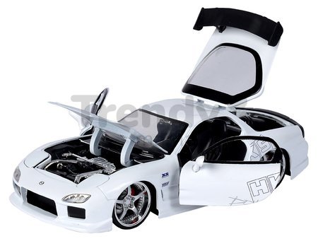 Autíčko Mazda RX-7 Fast & Furious Jada kovové s otvárateľnými časťami dĺžka 20 cm 1:24