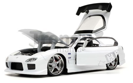 Autíčko Mazda RX-7 Fast & Furious Jada kovové s otvárateľnými časťami dĺžka 20 cm 1:24